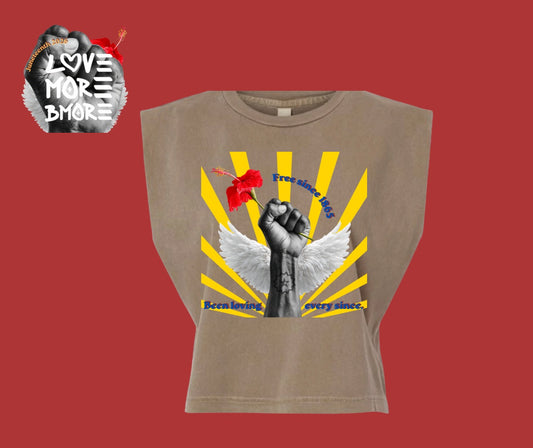 Free since 1865 (dirt) crop muscle tee