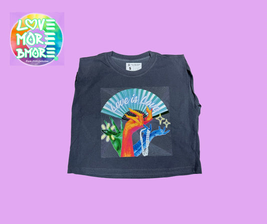 Love is Love crop muscle tee (indigo)