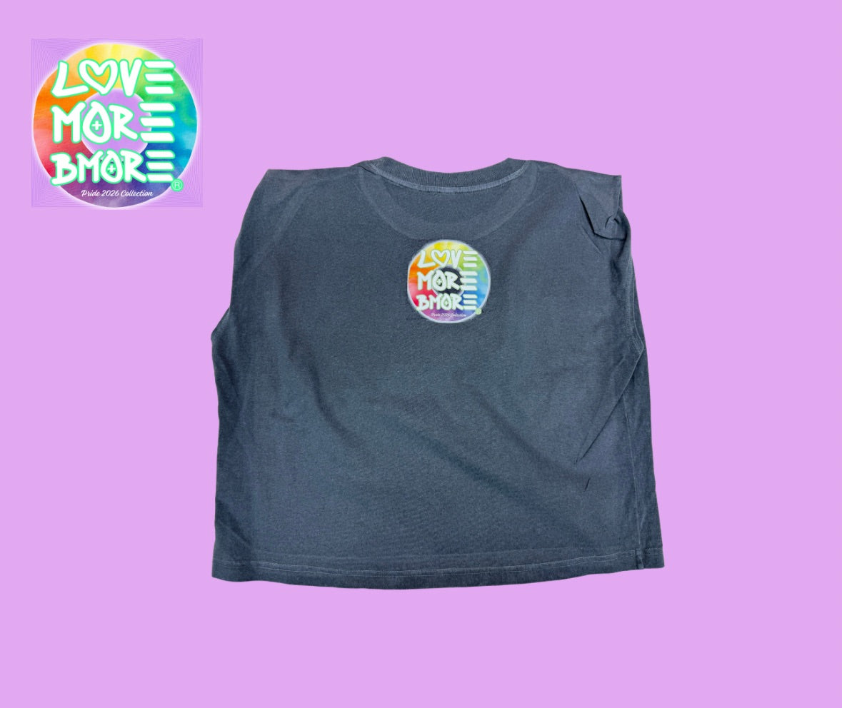 Love is Love crop muscle tee (indigo)